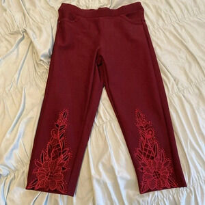 Red Capri Pants Bedazzled Small women 27